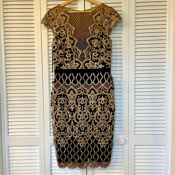 NWT Tadashi Shoji Miranda Sequin Embroidered Dress - Picture 3 of 16